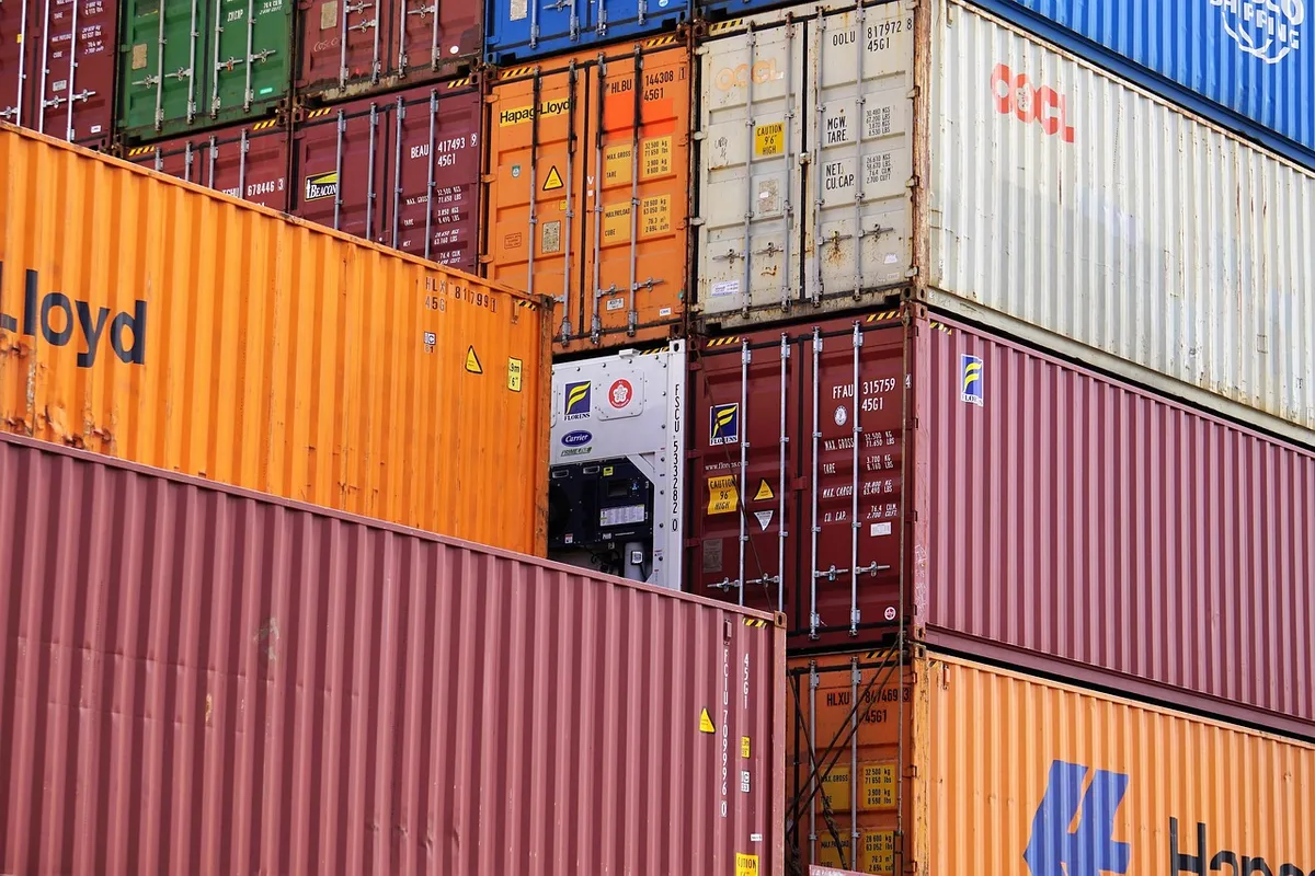 container, freight, port, stacked, transshipment point, loading, container handling, germany, export, industry, transport, logistics, storage, export, export, e