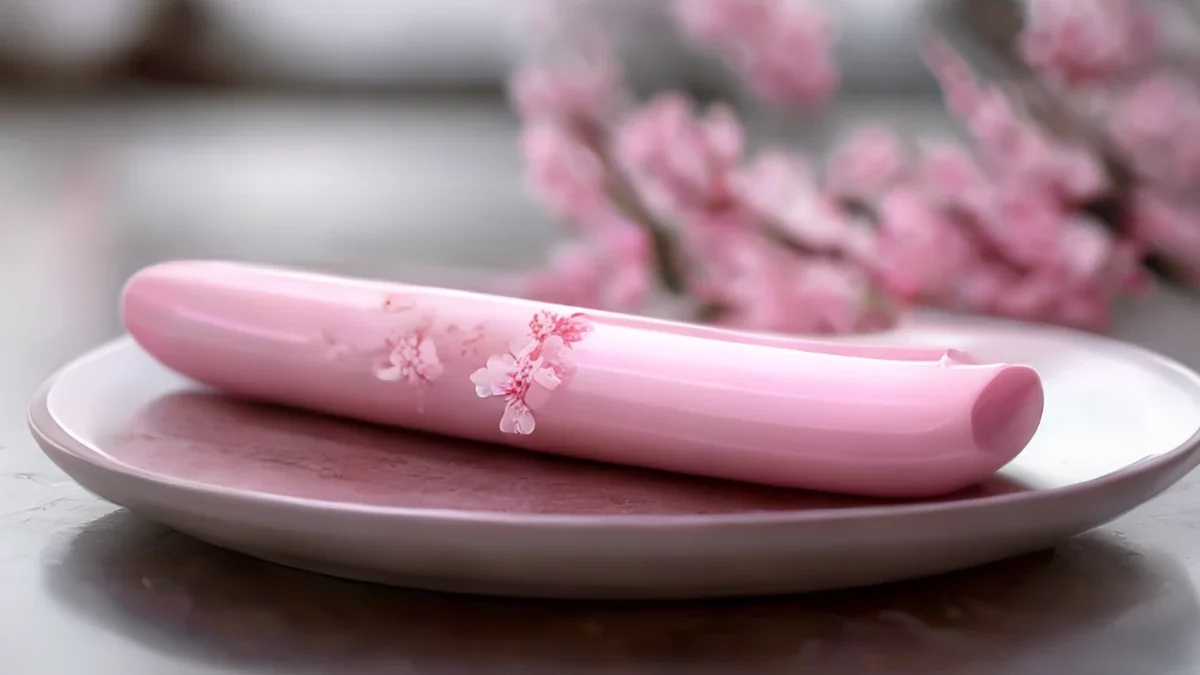 A slender tube shaped like a cherry blossom