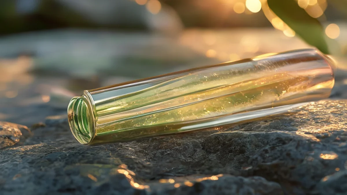 Clear glass tube with leaf-shaped end