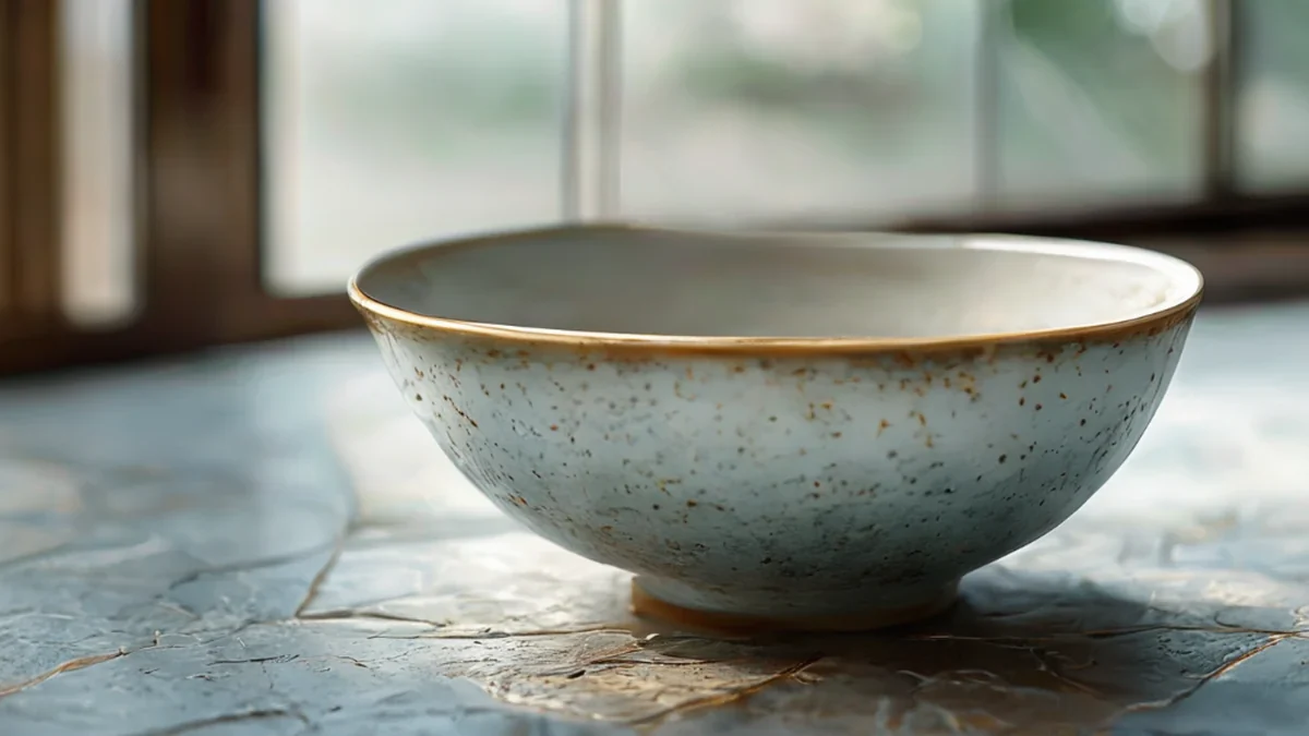 A close-up of a traditional Japanese ceramic repair technique called Kamigata Kintsugi.