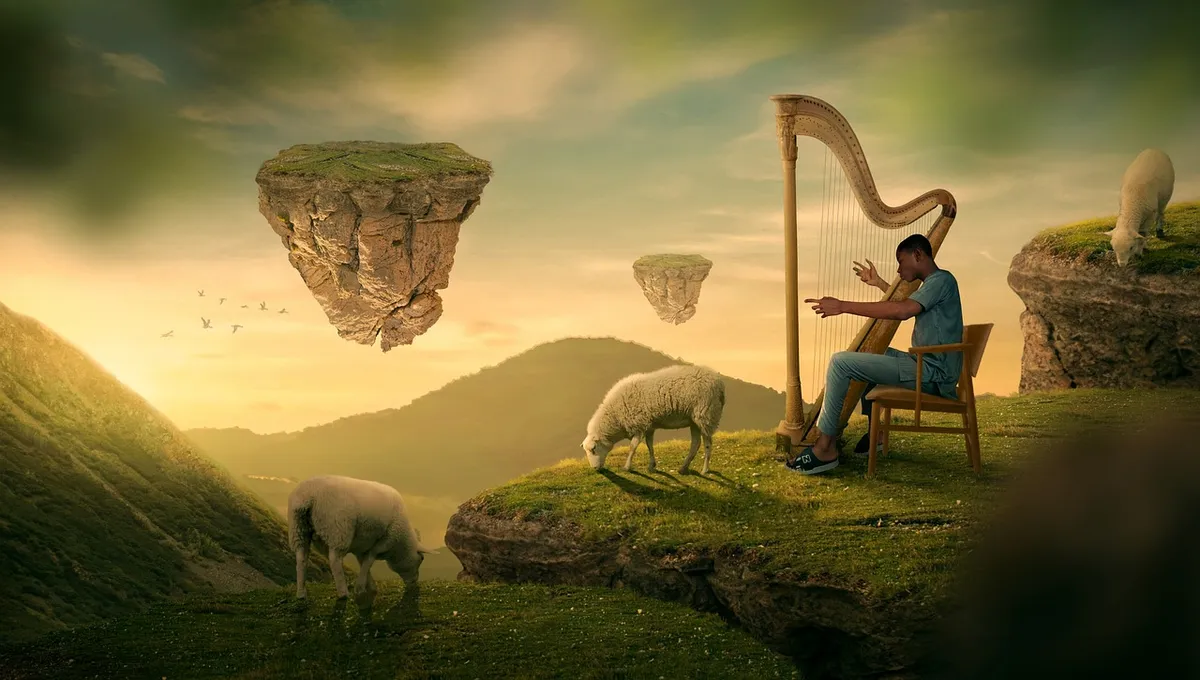 shepherd, sheep, surreal, fantasy, fairy tale, photo manipulation, digital art, photo art, concept art, shepherd, shepherd, shepherd, shepherd, shepherd, sheep,