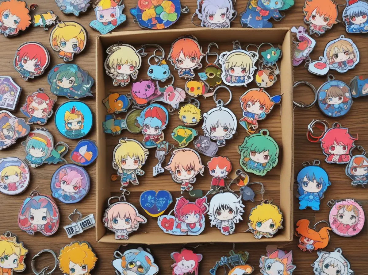 Houer met anime-merchandise voor collectieversie met verschillende figuren en collectieartikelen.